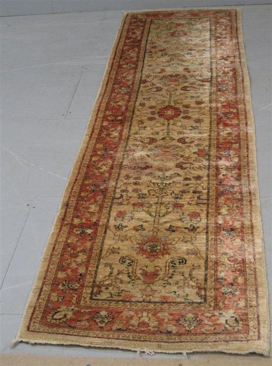 Appraisal: Indian cream ground runner with flower decoration one main red