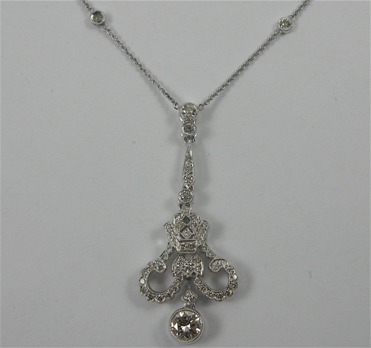 Appraisal: DIAMOND AND K WHITE GOLD PENDANT NECKLACE the pendant suspended