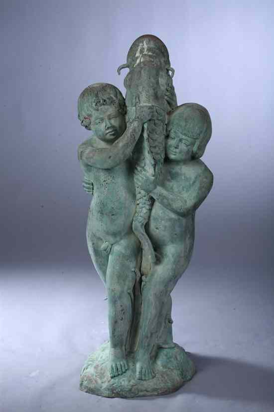 Appraisal: CONTINENTAL STYLE PATINATED-METAL FIGURAL GARDEN FOUNTAIN - in height