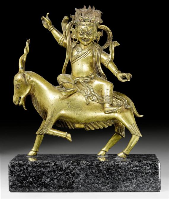 Appraisal: A GILT BRONZE FIGURE OF DAMCAN RIDING ON A GOAT