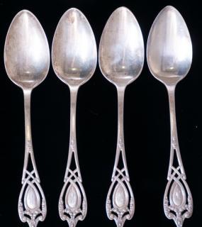 Appraisal: Monticello Lunt Silversmiths Spoons Four All monogrammed H to bottom