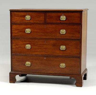 Appraisal: Chippendale five-drawer chest mahogany with oak drawer linings single-board top