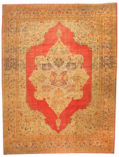 Appraisal: A Tabriz carpet Northwest Persia late th century size approximately