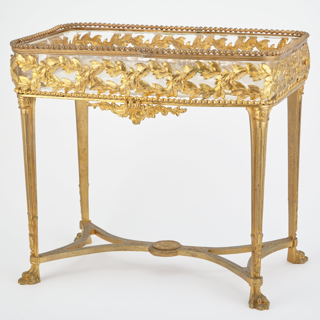 Appraisal: Empire Style Gilt-Metal and Molded Glass Centerpiece th Century The