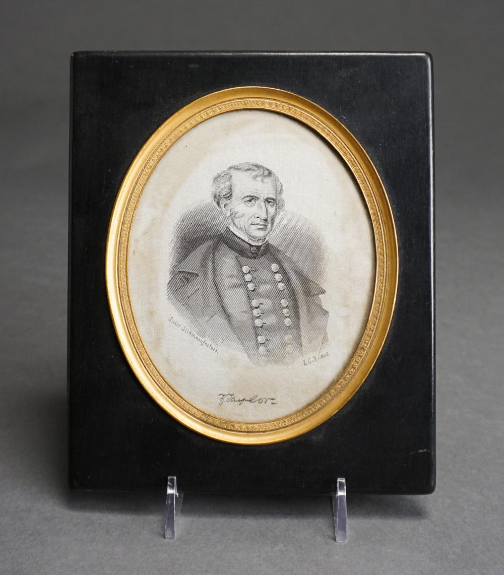 Appraisal: SWISS SILK MANUFACTURER STEVENGRAPH WOVEN SILK PORTRAIT OF ZACHARY TAYLOR