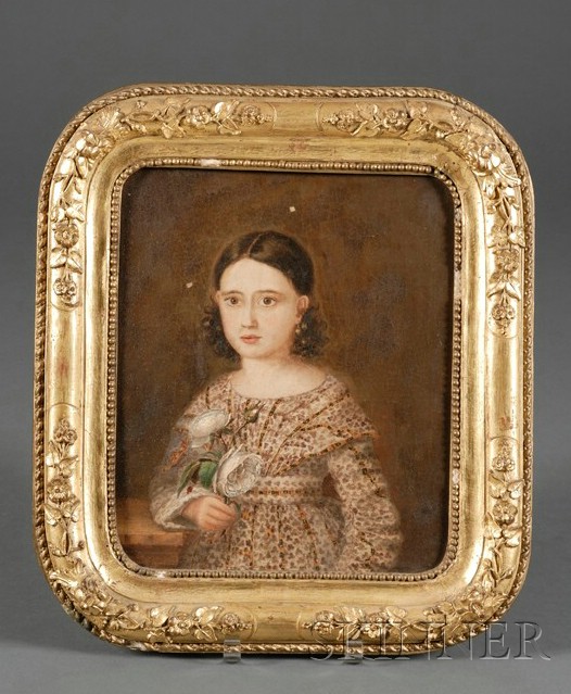 Appraisal: Continental School Mid- th Century Portrait of a Girl in