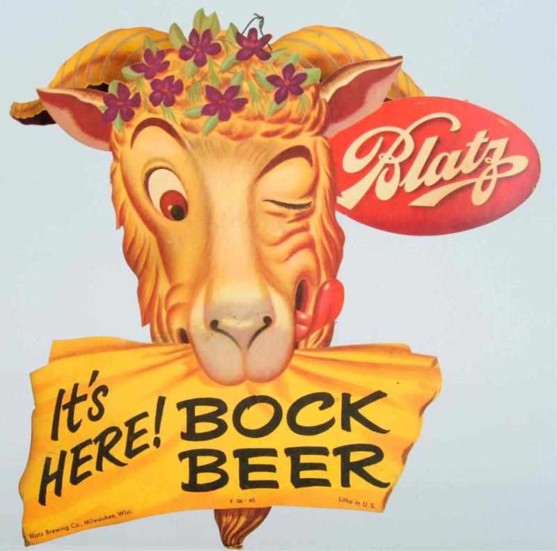 Appraisal: Cardboard Blatz Bock Beer Goat Die-Cut Lithograph Some wear and