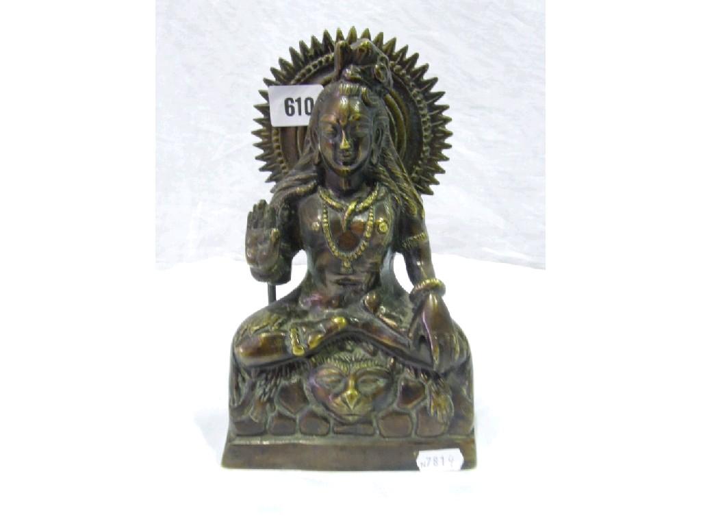 Appraisal: A bronze Indian seated figure of Shiva complete with crown