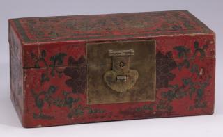 Appraisal: Chinese parcel gilt red lacquer box h Chinese parcel gilt