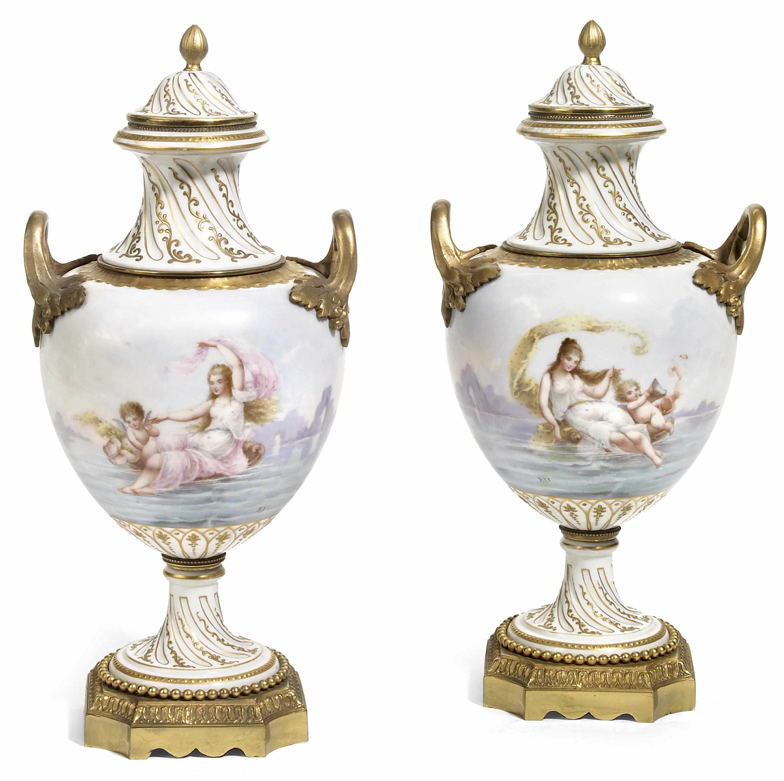 Appraisal: A pair of Svres style porcelain gilt bronze mounted covered