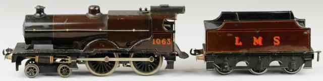 Appraisal: BASSETT- LOWKE O GAUGE LOCOMOTIVE - - clockwork locomotive painted