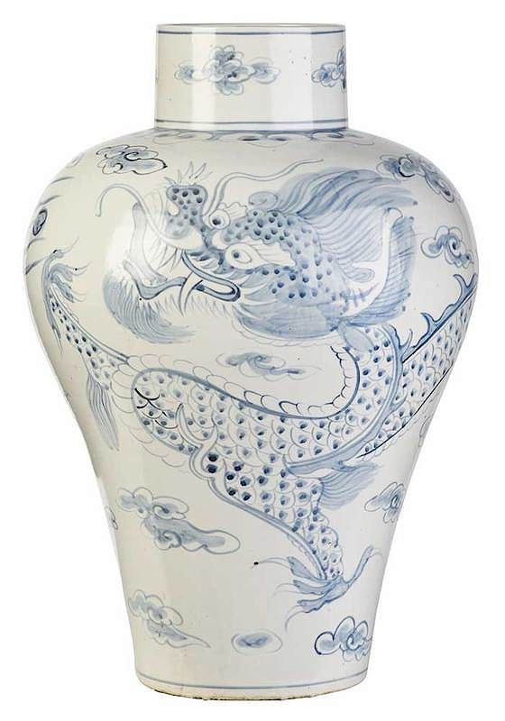 Appraisal: Large Korean Blue And White Dragon Vase possibly late Joseon