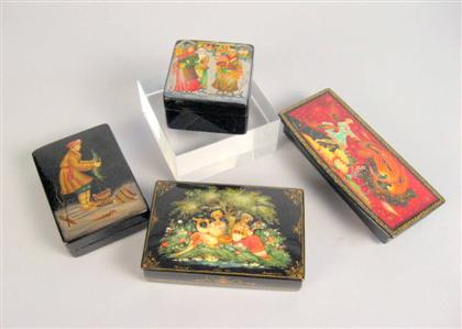 Appraisal: Group of four Russian lacquer boxes th century Various sizes