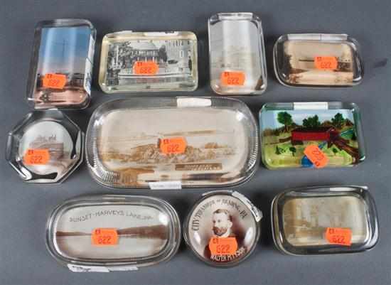 Appraisal: Ten assorted glass paperweights with inset photographic images Estimate -