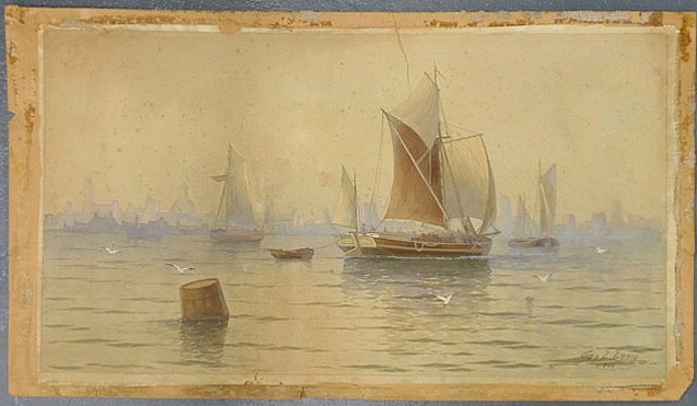 Appraisal: Essig George Emerick American - watercolor of sailboats in a