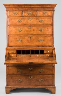 Appraisal: George III Burlwood Chest on Chest George III burlwood chest