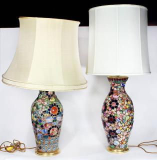 Appraisal: Pair of Moderne mosaic table lamps each having a tapered