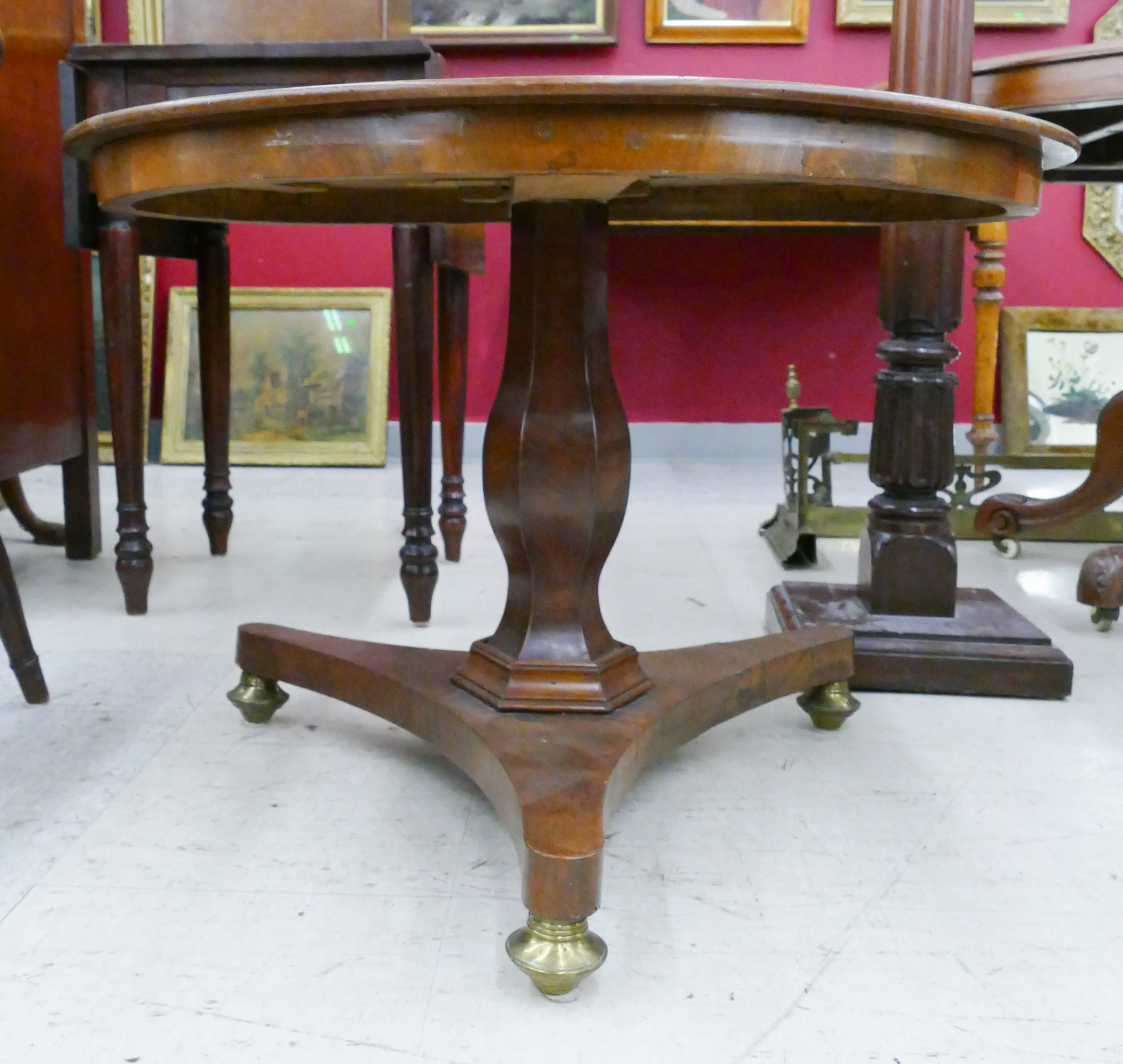 Appraisal: Antique Cherry Round Pedestal Table- x '' with some damage