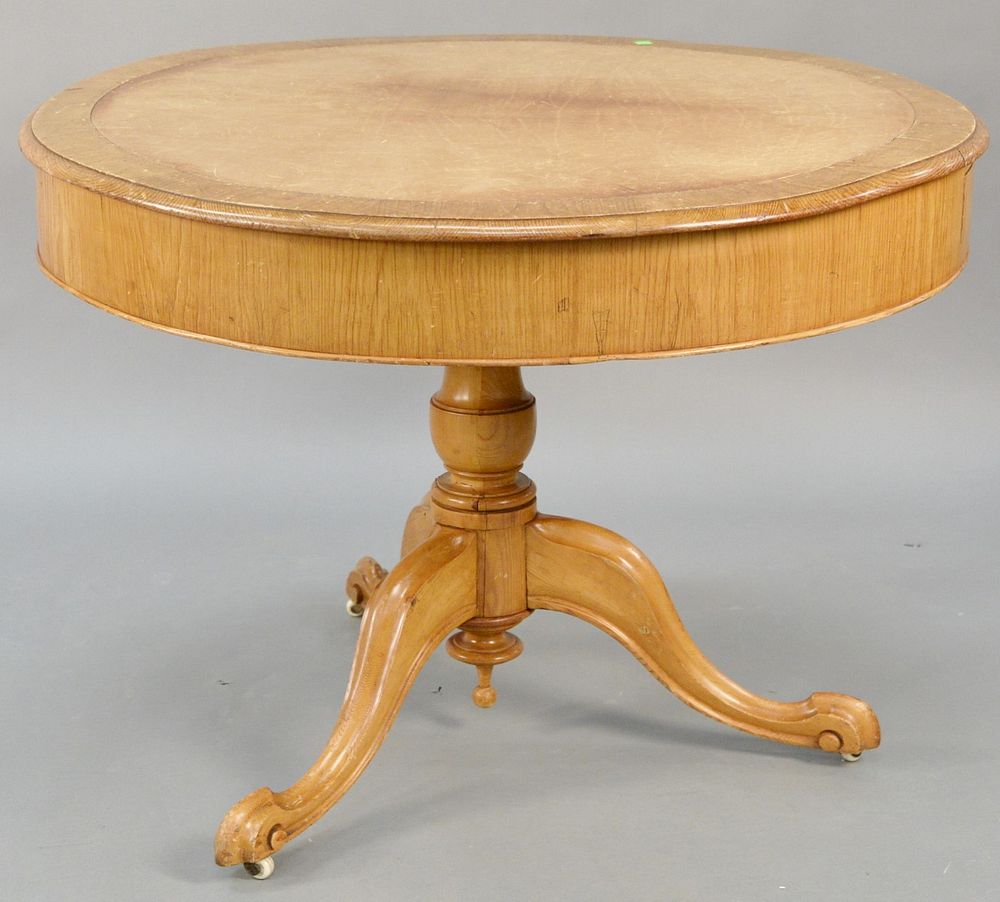 Appraisal: Drum table with leather top ht in dia in Provenance