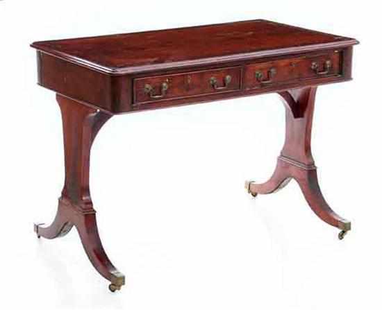 Appraisal: Regency style yew writing table th century banded rectangular top