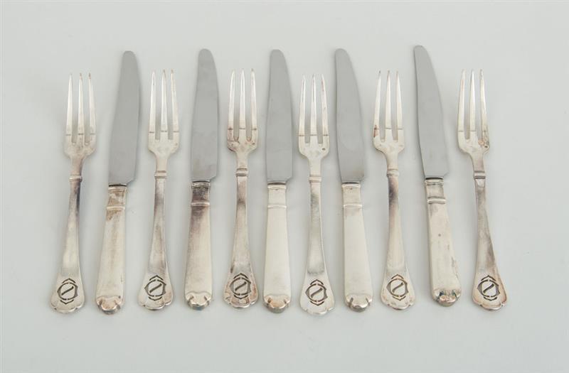 Appraisal: SET OF SEVENTEEN PUIFORCAT MONOGRAMMED SILVER DINNER FORKS AND NINETEEN