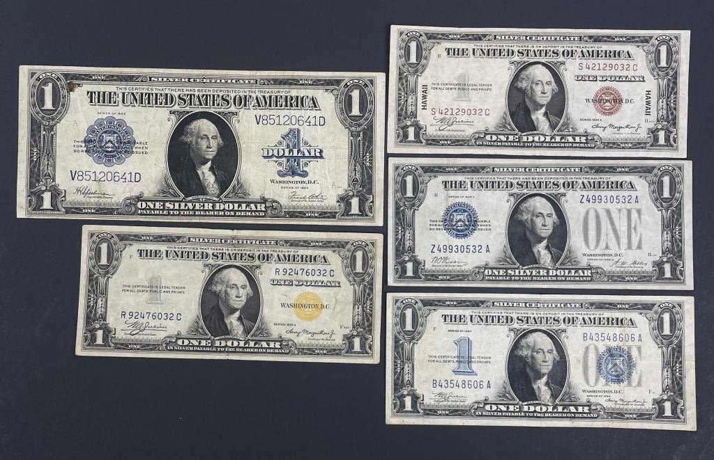 Appraisal: US Large Small Currency Type Set silver certificate -A funny