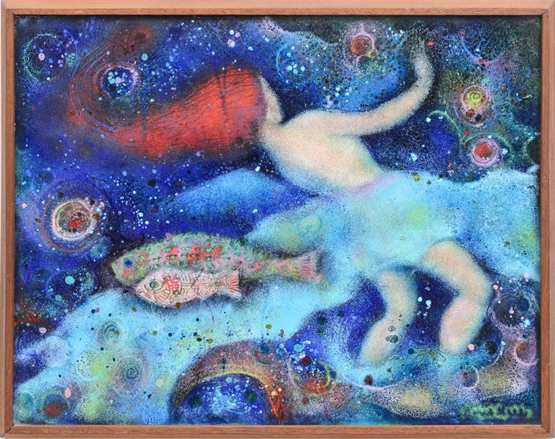 Appraisal: DORIS HALL - UNDERWATER SCENE Enamel plaque with the signature