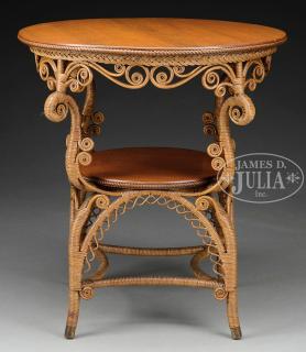 Appraisal: FINE VICTORIAN OAK AND WICKER -TIER ROUND STAND BY HEYWOOD