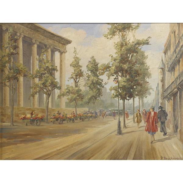 Appraisal: PIERRE DESCHAMPS France - Paris Boulevard oil on canvas board