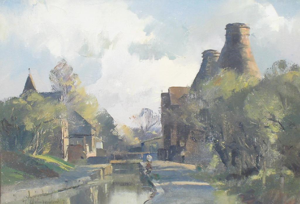 Appraisal: TREVOR CHAMBERLAIN Canal at Coalport signed and dated oil on