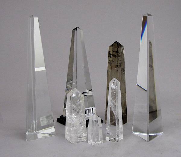 Appraisal: Decorative Arts Comprising one smoked rock crystal height in three