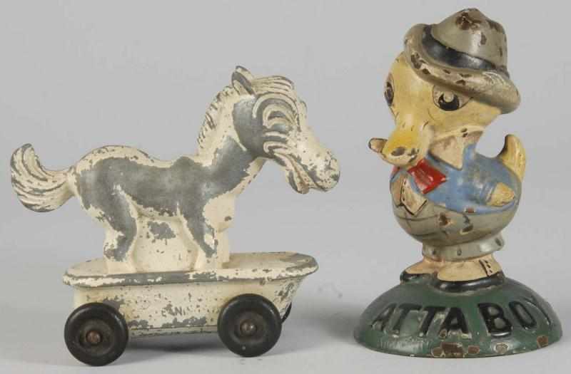 Appraisal: Lot of Cast Iron Pot Metal Animal Figures Description Includes