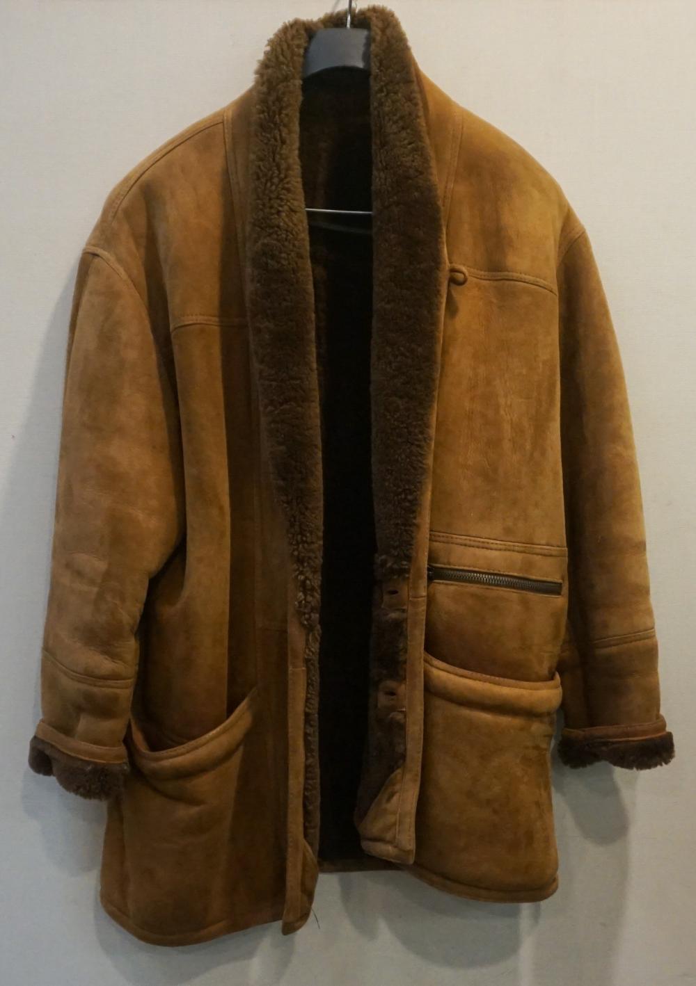 Appraisal: Men's Tan Shearling Coat Size Shoulder to Bottom Hem in