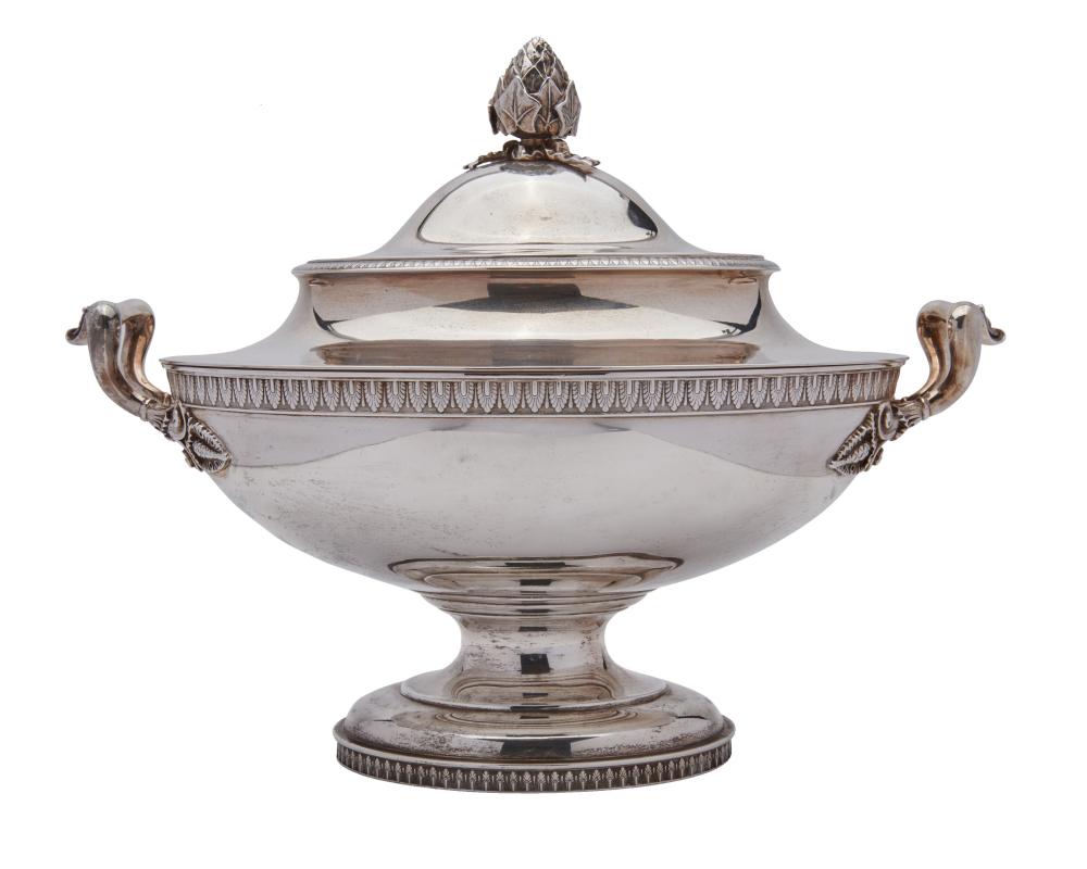 Appraisal: TIFFANY CO Silver Two-Handled Covered Tureen with Union Square mark