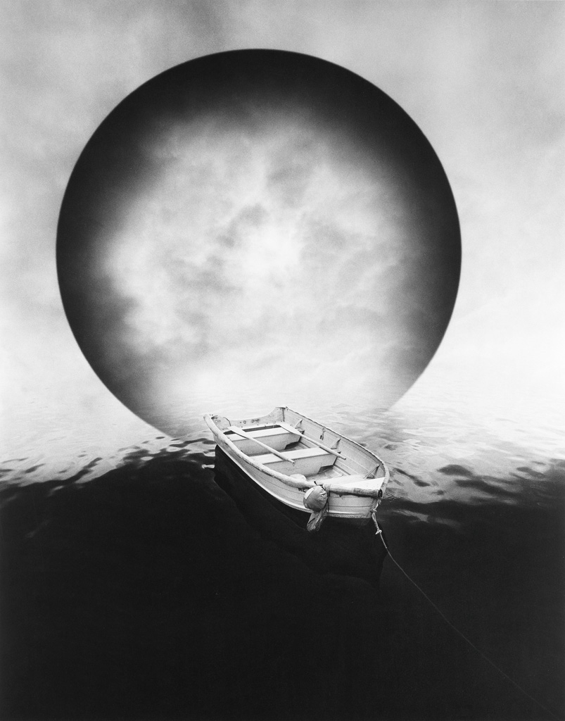 Appraisal: JERRY UELSMANN - Untitled rowboat and moon Oversized platinum print