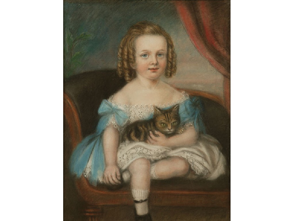 Appraisal: ENGLISH SCHOOL circa A young girl sitting on a chaise