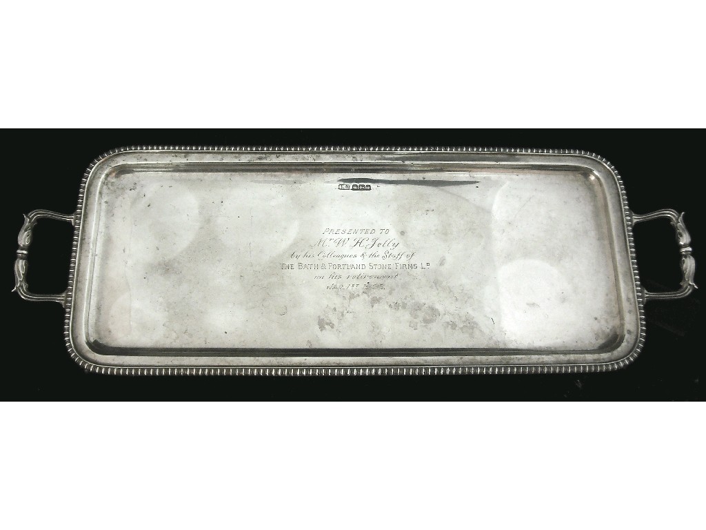 Appraisal: Good small rectangular presentation tray retailed by Mallory Bath with