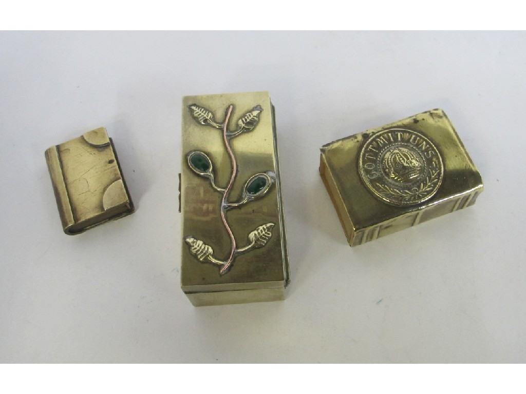 Appraisal: Lot comprising metal stamp box vesta and a matchbox holder