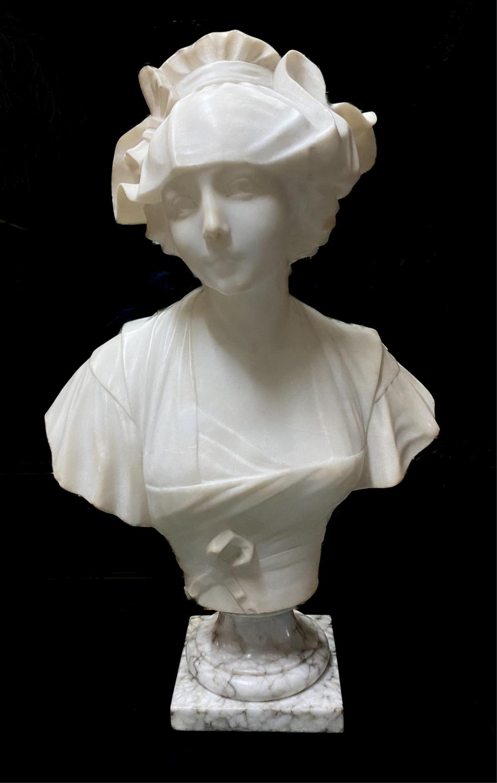 Appraisal: GUGLIELMO PUGI CARVED WHITE MARBLE BUSTGuglielmo Pugi Italian - carved