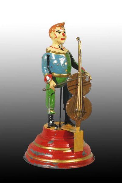 Appraisal: Tin Handpainted Clown Playing Cello Wind-Up Toy Description German Rare