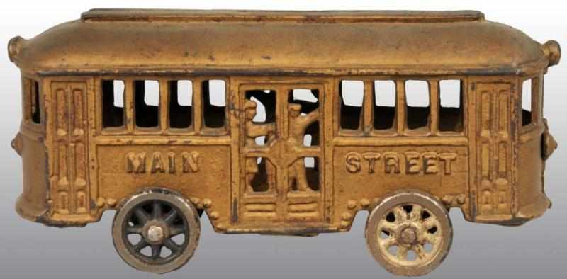 Appraisal: Cast Iron Main Street Trolley Still Bank Description Manufactured by