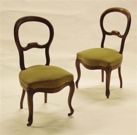 Appraisal: A set of six Victorian balloon back chairs each with