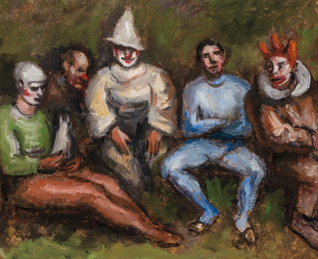 Appraisal: WALT KUHN American - Confab Circus Performers oil on board