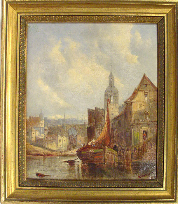 Appraisal: Ailt Vical - Oil onto canvas of a moored boat