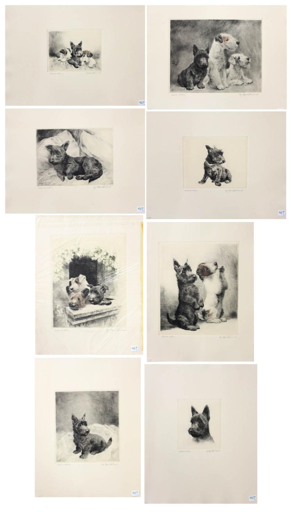 Appraisal: KURT MEYER-EBERHARDT Germany - eight etchings dog portraits Terriers Each