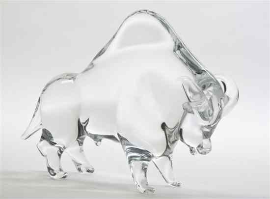 Appraisal: A Glass Figure of a Bull depicted in a standing