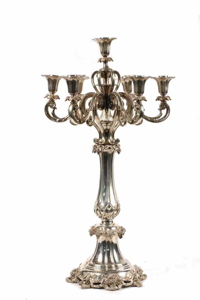 Appraisal: CONTINENTAL SILVER CANDELABRUM - Large Banquet Candelabrum marked probably Galician