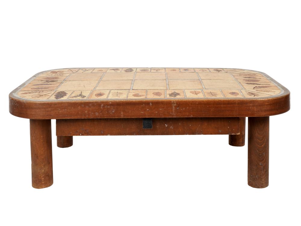 Appraisal: ROGER CAPRON - COFFEE TABLEtile and wood signed to top