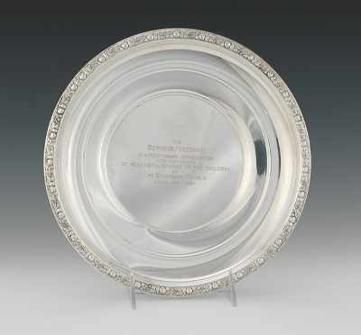 Appraisal: Sterling Silver Award with Decorated Border Plate engraved To Seymour