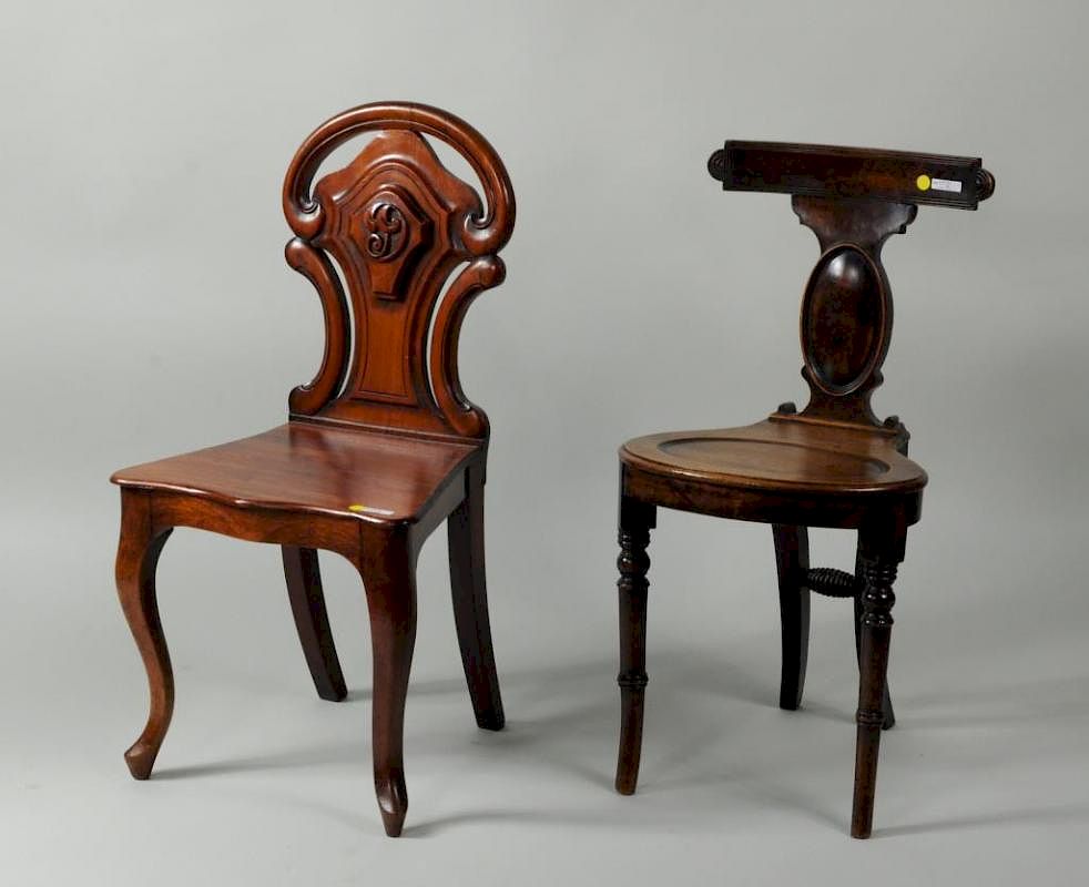 Appraisal: Two th Century Hall Chairs Two th century hall chairs